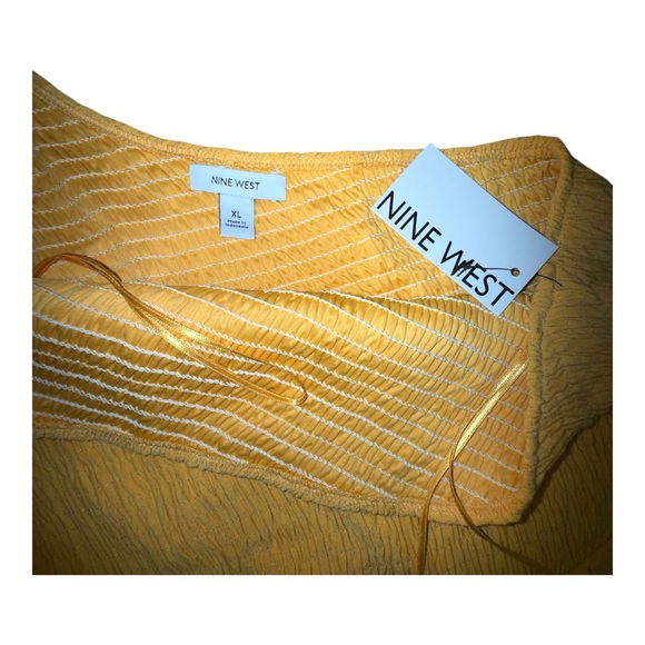 NWT Nine West Flowy Yellow One Shoulder Tiered Maxi Dress A Line - Picture 3 of 4